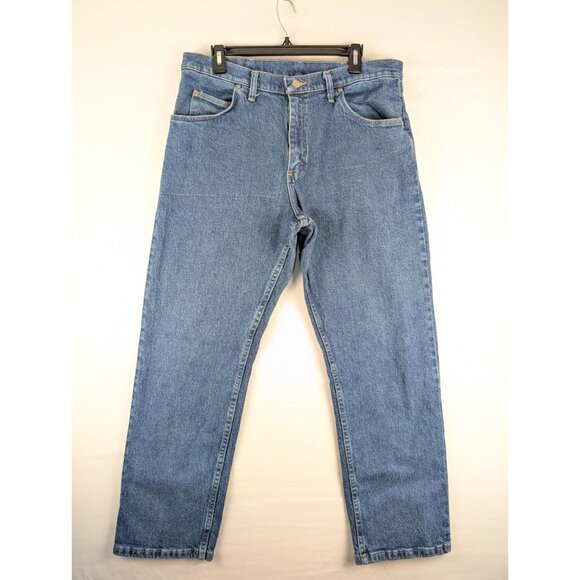 Wrangler Jeans Mens 34x30 Blue Straight Leg Denim - Picture 1 of 10